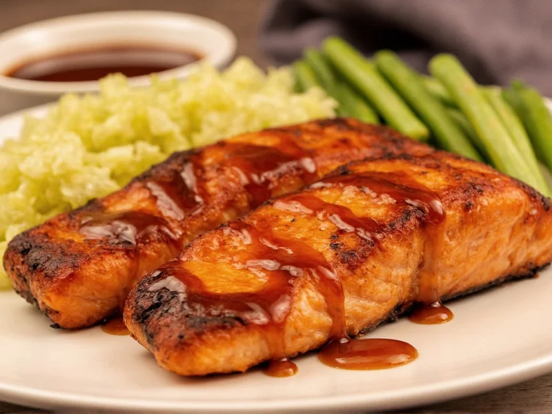 Grilled salmon brushed with homemade teriyaki sauce