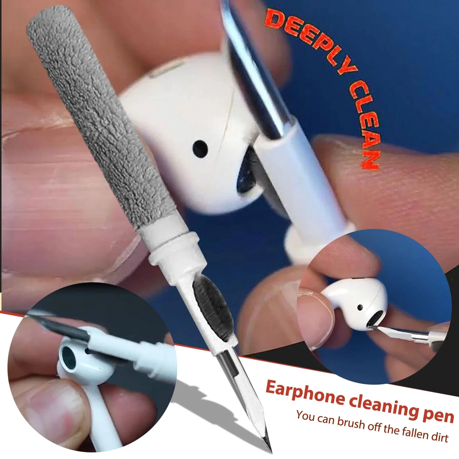 

2022 New Double Head Design Wireless Earbuds Cleaning Brush Pen Earphone Charging Case Cleaning Tools Cleaning Kit for Earphones