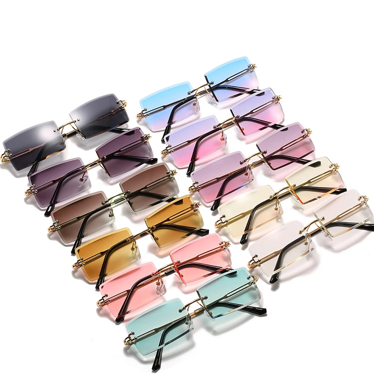 

2021 Manufacturers Cheap Wholesale Fashion Designer Square Rimless Frames Shades Sunglasses Sun Glasses For Women, Picture shown