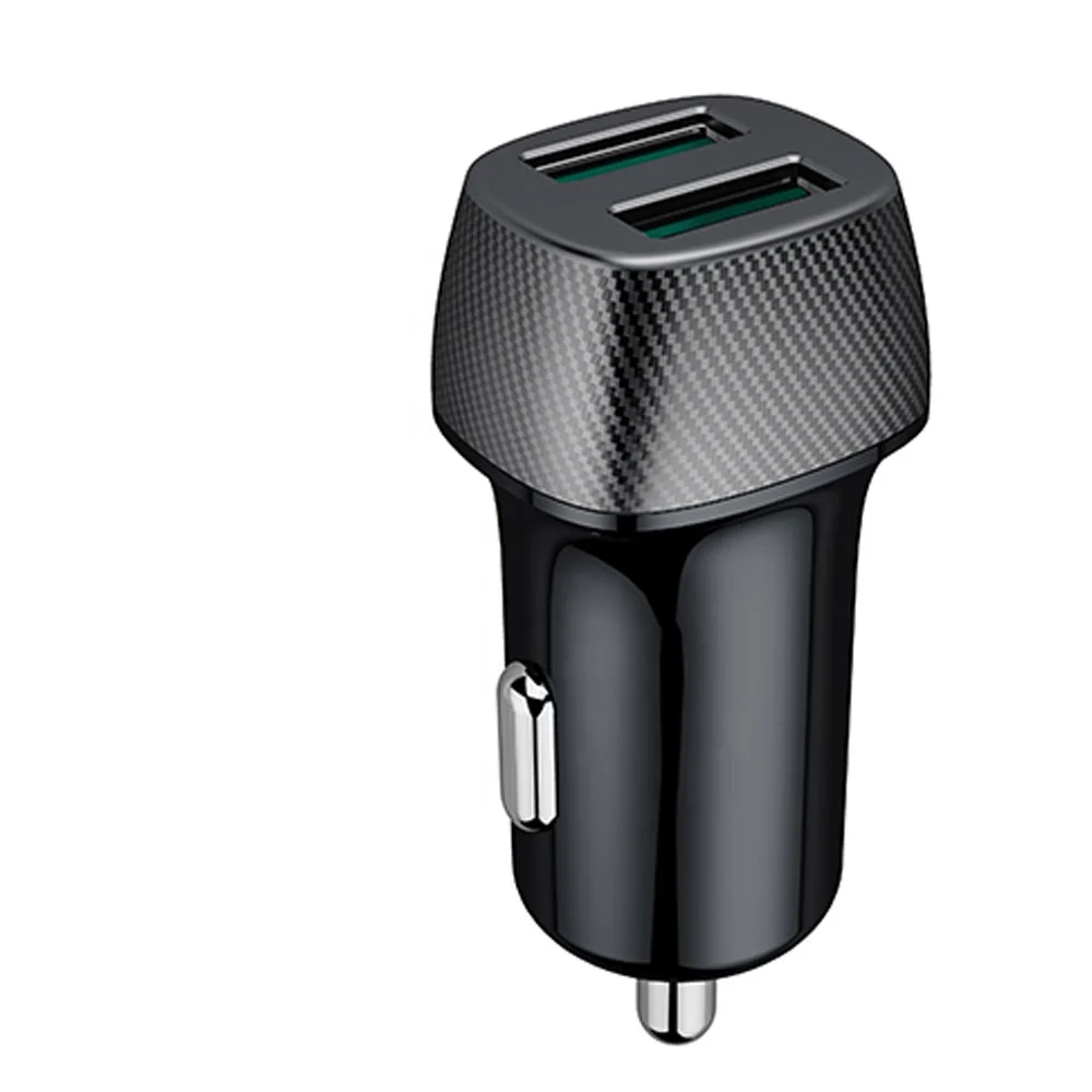 

Usb Universal Mini 2 Port Fast Charging Mobile Phone Dual 12V High Quality 2.4A for Electric Oem Quick Rohs Car Charger, Black
