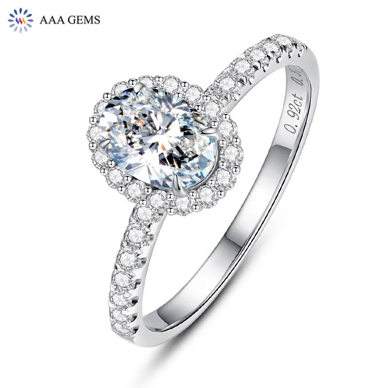 

AAA Gems Oval Moissanite Ring 10K White Gold Wedding Band Engagement Diamond Oval Moissanite Ring, Picture shows