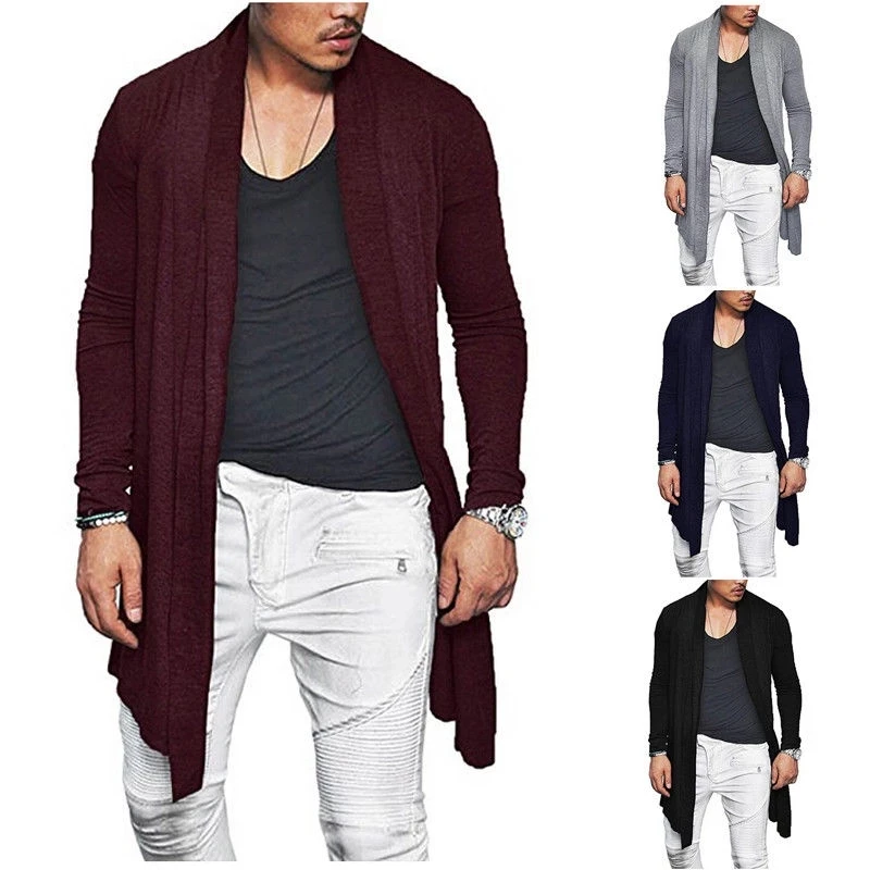 

Autumn 2021 Stylish Men Knitted Cardigan Slim Fit Pleated Long Sleeve Casual Sweater Overcoat Tops M-XXXL