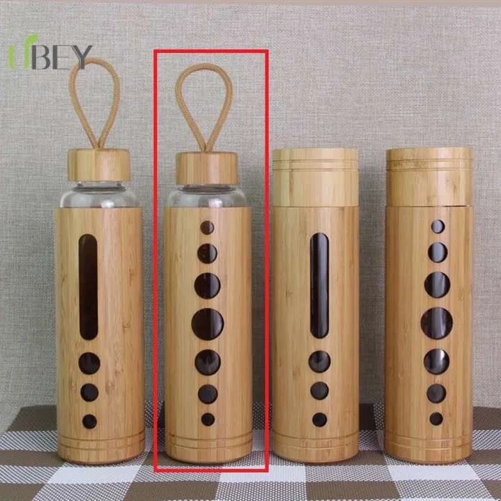 

Factory price for 500ml,750ml ,1000ml glass water drinking bamboo bottle, Natural