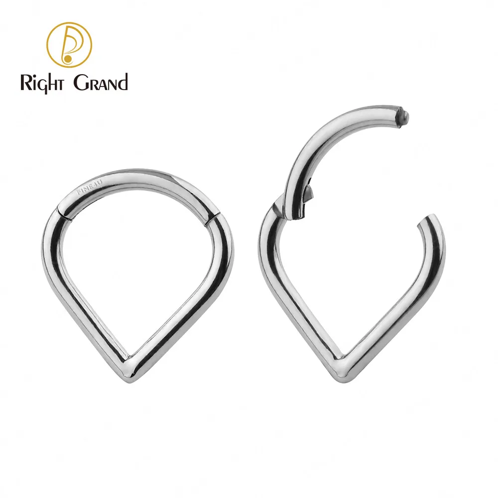 

Right Grand Body Piercing Jewelry Minimalist 16G ASTM F136 Titanium Tear Drop Hinged Segment Rings