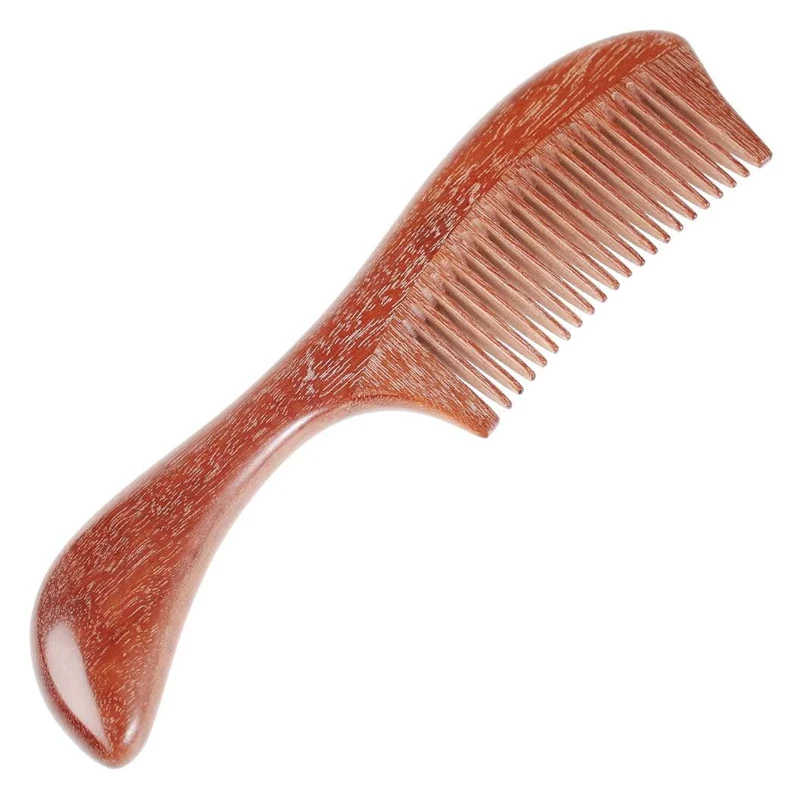 

Luxury long tail sandal wood handle horn tooth hair cutting comb for salon, Natural color