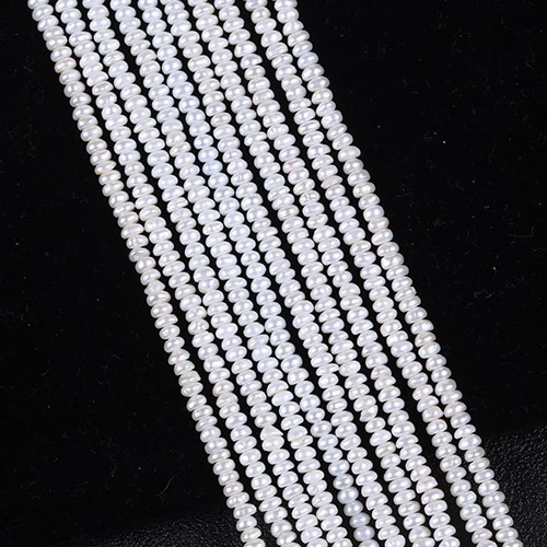 

3-3.5mm flat Natural Freshwater Pearl String For Sale