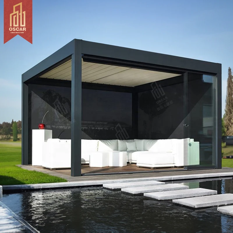 4x5 5x4 m Awning Garden Canopy Waterproof Gazebo Motorized Metal Outdoor Louvered Kits Roof System Bioclimatic Aluminum Pergola