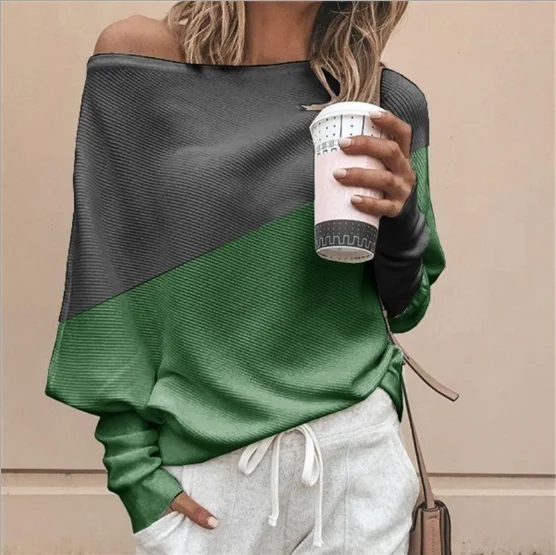 

Pullovers 2019 Autumn Winter Batwing Sleeve Full Long Sleeve Slash Neck Casual Korean Crocheted Ladies Sweater