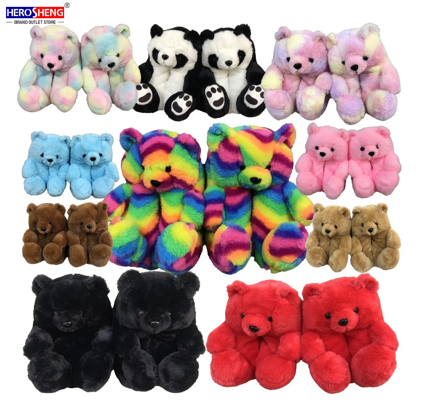 

2021 New arrivals Women slippers fuzzy Wholesale Plush New Style Slippers House Bear Slippers for Women Girls