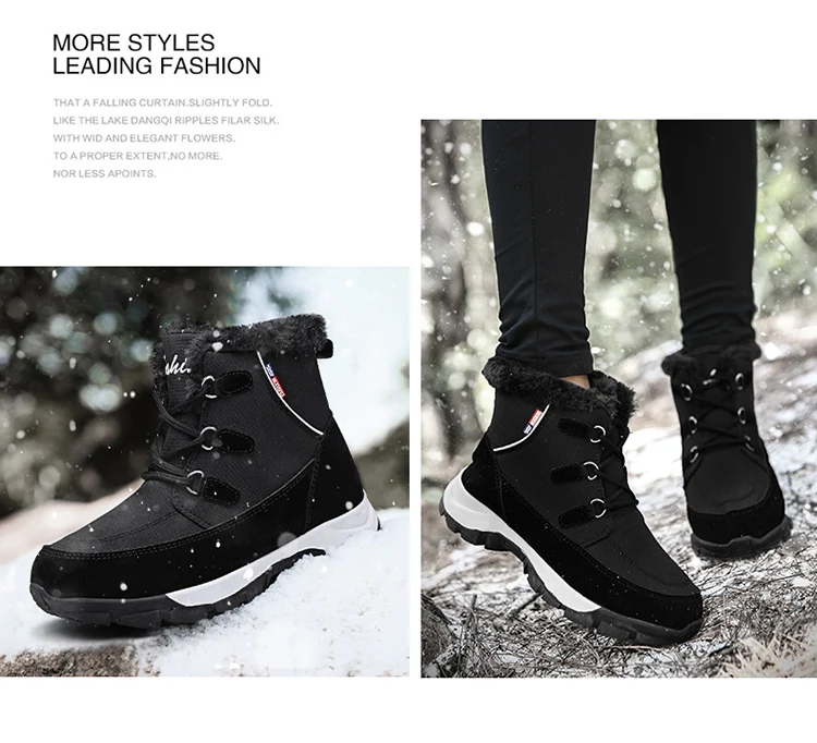 Outdoor Winter Durable Women Snow Boot Warm Mid-Calf Cotton Casual Girl Shoes