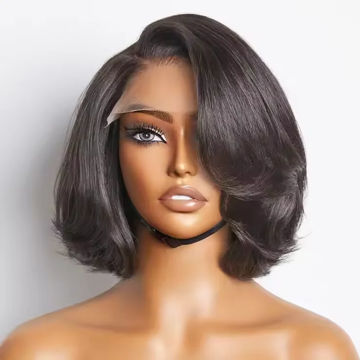 Cheap Double Drawn Short Bob Wigs Human Hair Lace Front Wig for Black Women Vietnamese Raw Hair Hd Lace Frontal Wig
