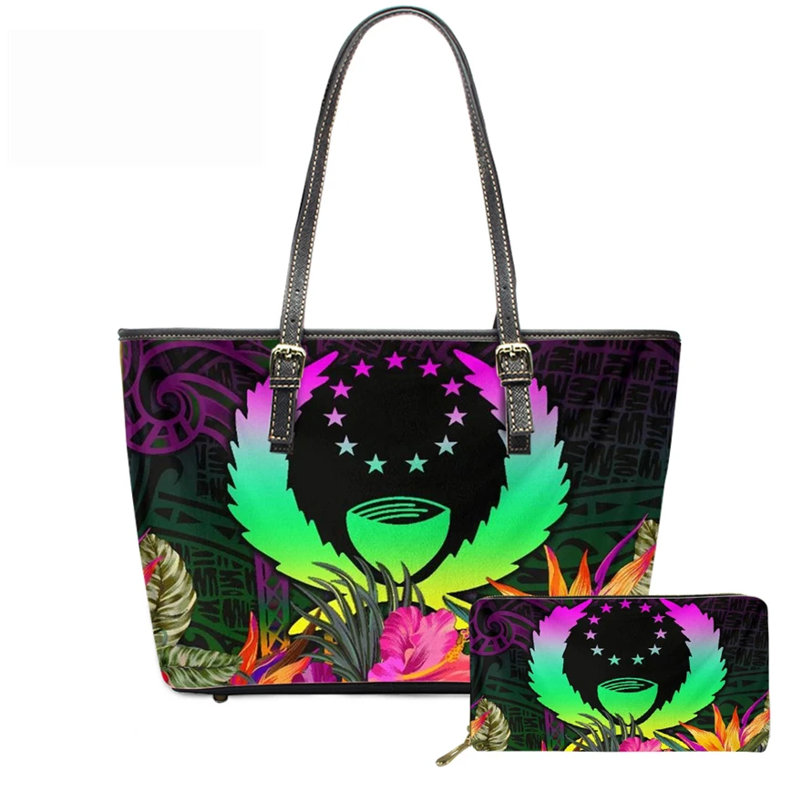 

women hand bags luxury handbags women bags designer Pohnpei Polynesian Flower printed ladies shoulder purses handbags large tote