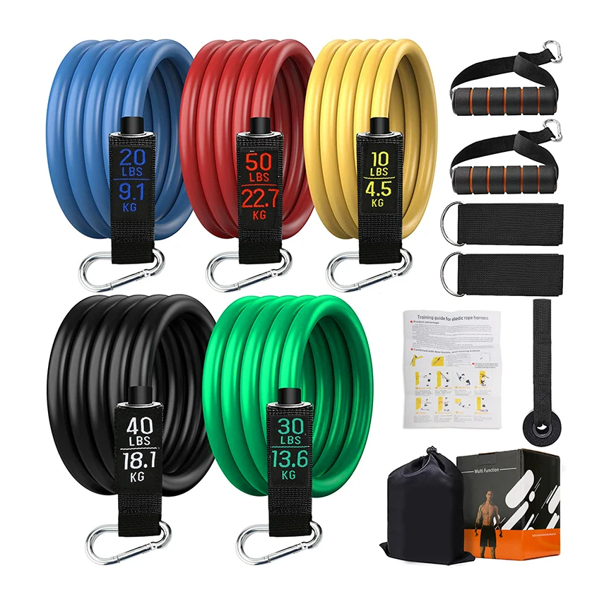 

Amazon Bestseller Exercise Family Fitness 150 lbs 11 Piece Resistance Band Set