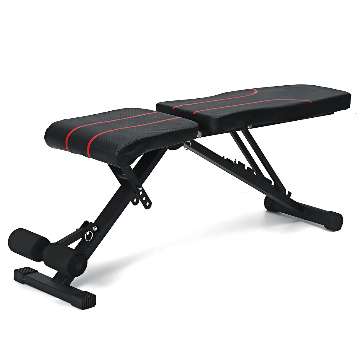 

TY Adjustable Sit Up Bench Foldable Dumbbell Bench Home Gym Fitness Workout Abdominal Bench Weightlifting Exercise Training New, Black+red