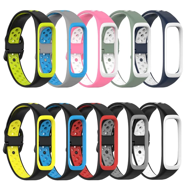 

NBBelden Silicone Double Color Galaxy Fit2 Strap Sm-R220 Replacement Smartband For Samsung Galaxy Fit2, 10 colors