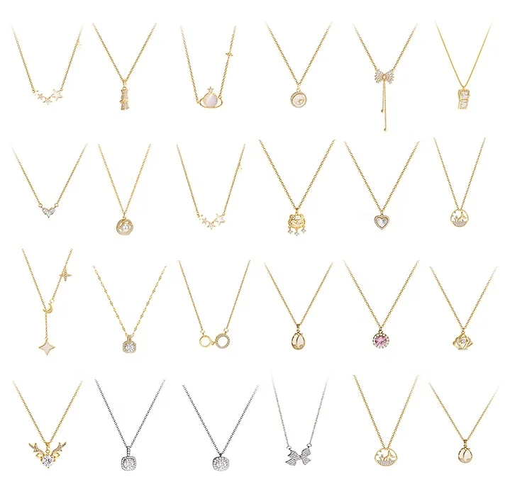

Wholesale Friendly Plated Titanium Steel Necklace for Women Fashion Style Zircon Gold Clavicle Chain Necklaces Jewelry