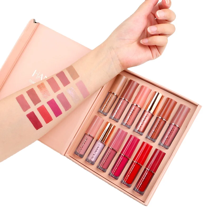 

HANDAIYAN 12 Colors Matte Lustre Lipgloss Set Liquid Vegan Makeup Cosmetic Custom Private Label