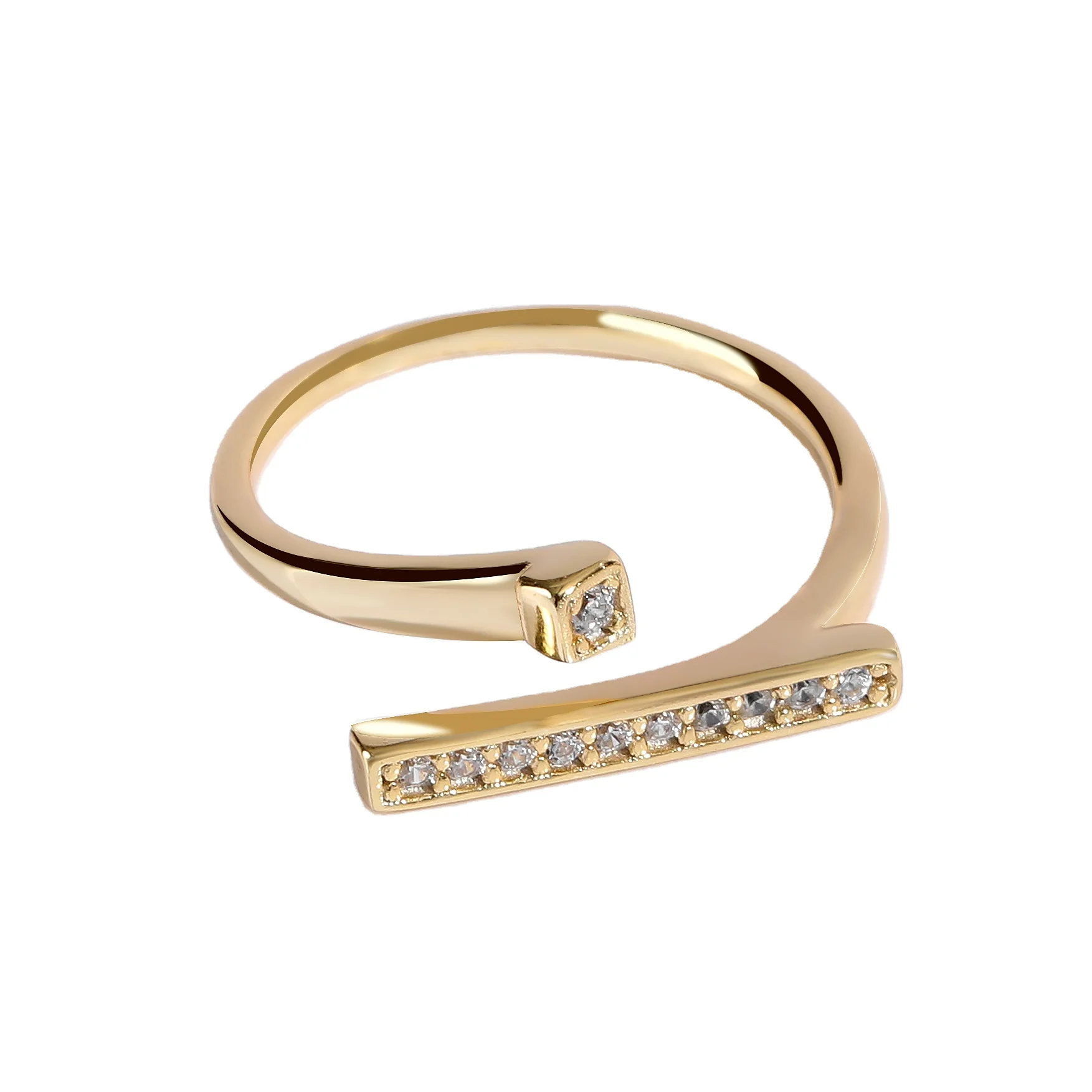 

Fashion 925 Sterling Silver White Gold 18K Zircon Simple Resizable Ring for women