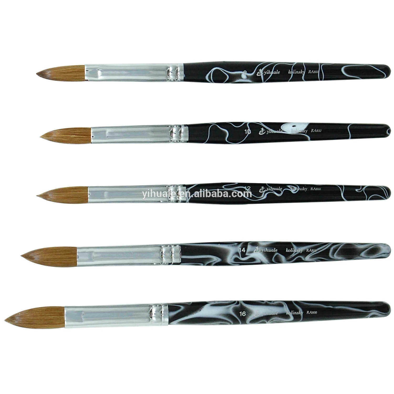 

Factory Direct Price #8-#16 Acrylic Handle Art Brush Pretty Black Custom Kolinsky Hair Nail Art Brush, Marbling black