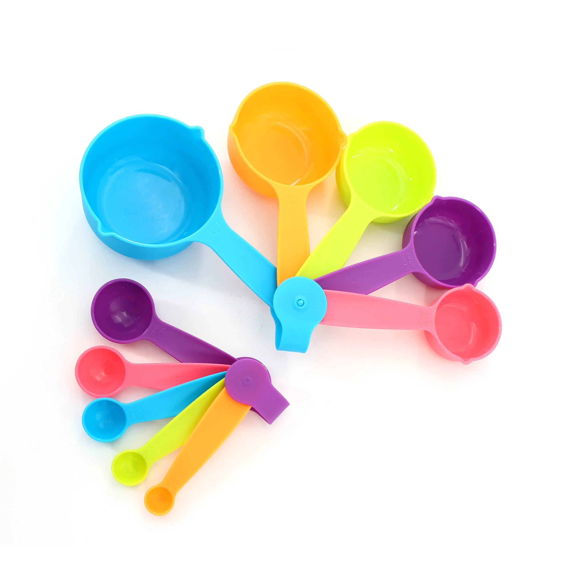 

BPA Free Plastic 10PCS Multicolor Measuring Cup and Measuring Spoons Sets with Scales for Kitchen Dryers and Liquids