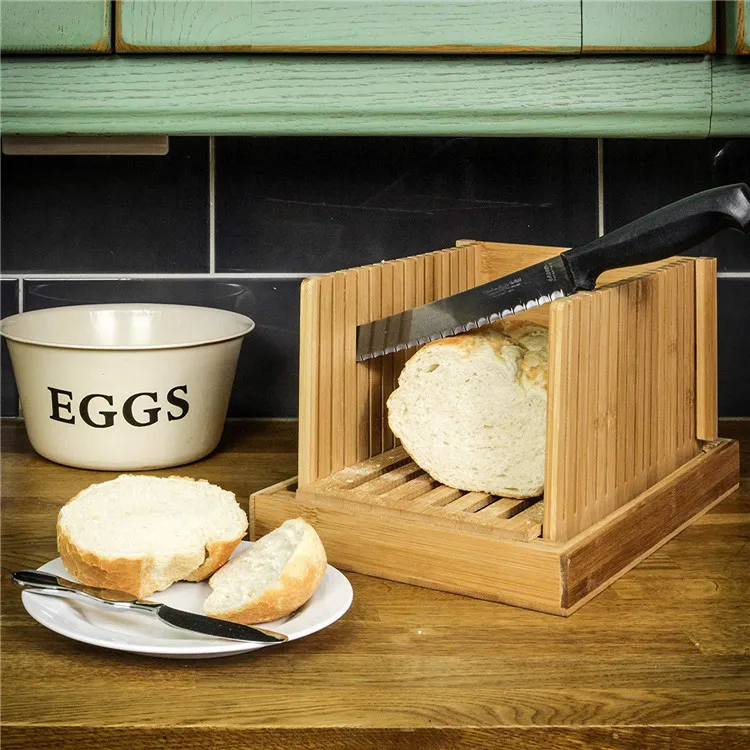 Fancy Foldable Bread Cutter Homemade Bakery Bread Box Manual Bamboo ...