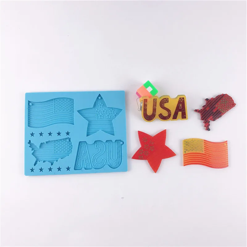 

5284 The American flag keychain silicone mold, Random