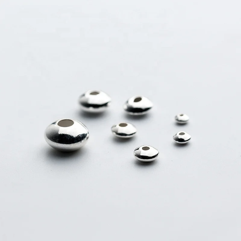 

High grade S925 sterling silver round saucer sparkle beads for jewelry bracelet making