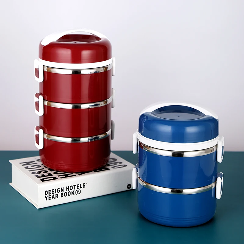 

10% Off Wholesale Specials stainless steel insulated takeaway plastic Tiffin lunch box for kids, Blue/white/red