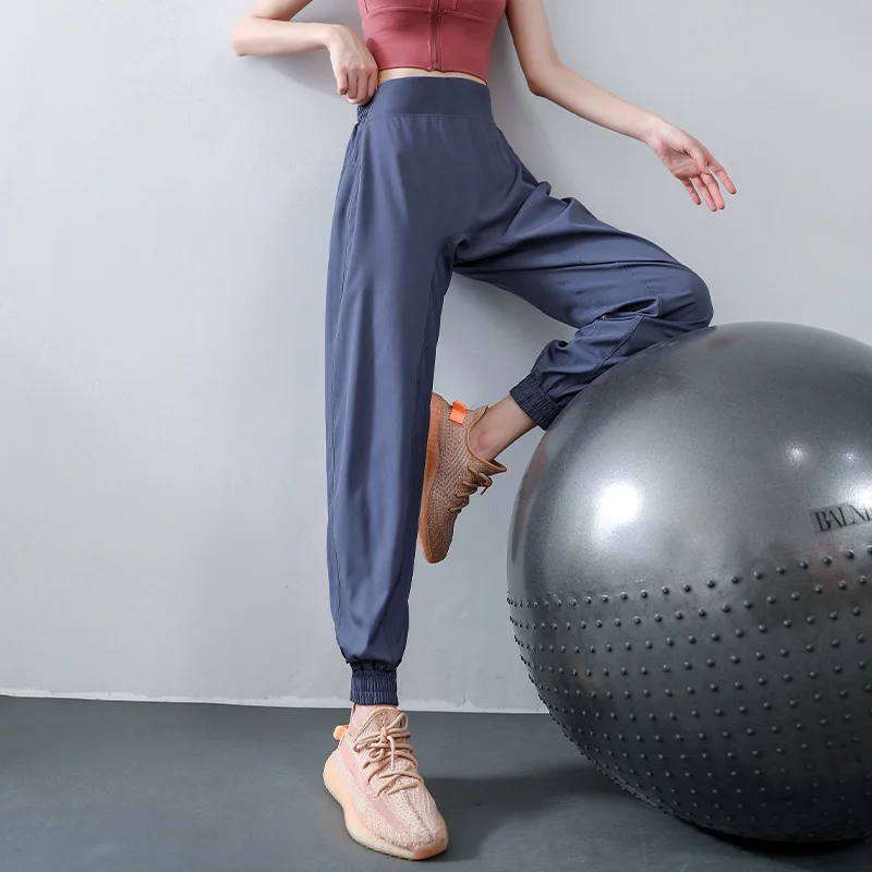 

Women's active wear pants loose fit jogger pants mid waist outer wear quick dry fitness running yoga pants elastic waist band, Black,blue,red,purple