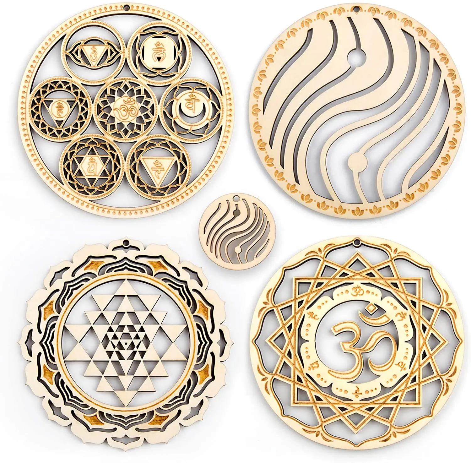 

Tailai 8-14 Inch Wooden Sacred Geometry Crystal Grid Board Wall Art Laser Cut Wooden Sculpture Wall Art House Decoration