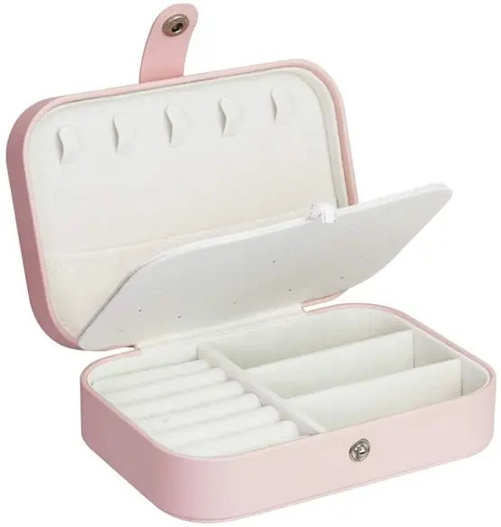 

Mini Jewellery Box PU Leather Jewelry Case Travel Jewelry Storage Case for Rings, Pink, white, blue