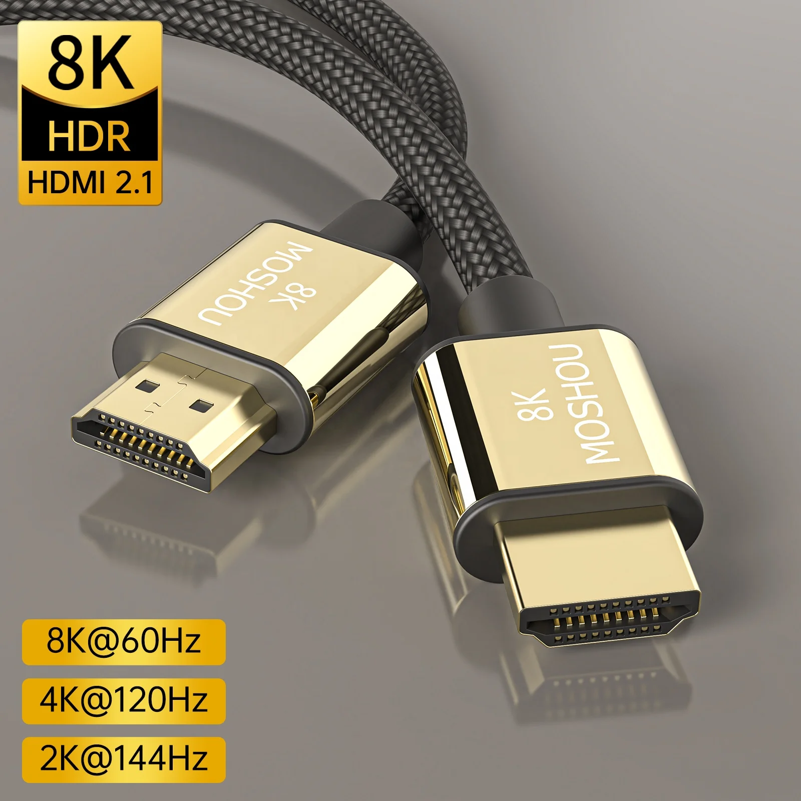 

Certified Ultra High Speed HDMI 2.1 Cable Braided Cord 48Gbps 4K@120Hz 8K@60Hz Dynamic HDR UHD Adapter For HDTV Monitor Gaming