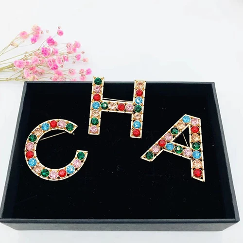 

C Letter Brooches Women Luxury Design Famous Brand Logo Trendy Crystal G Brooch Pins for Women CZ Statement Brooches Jewelry
