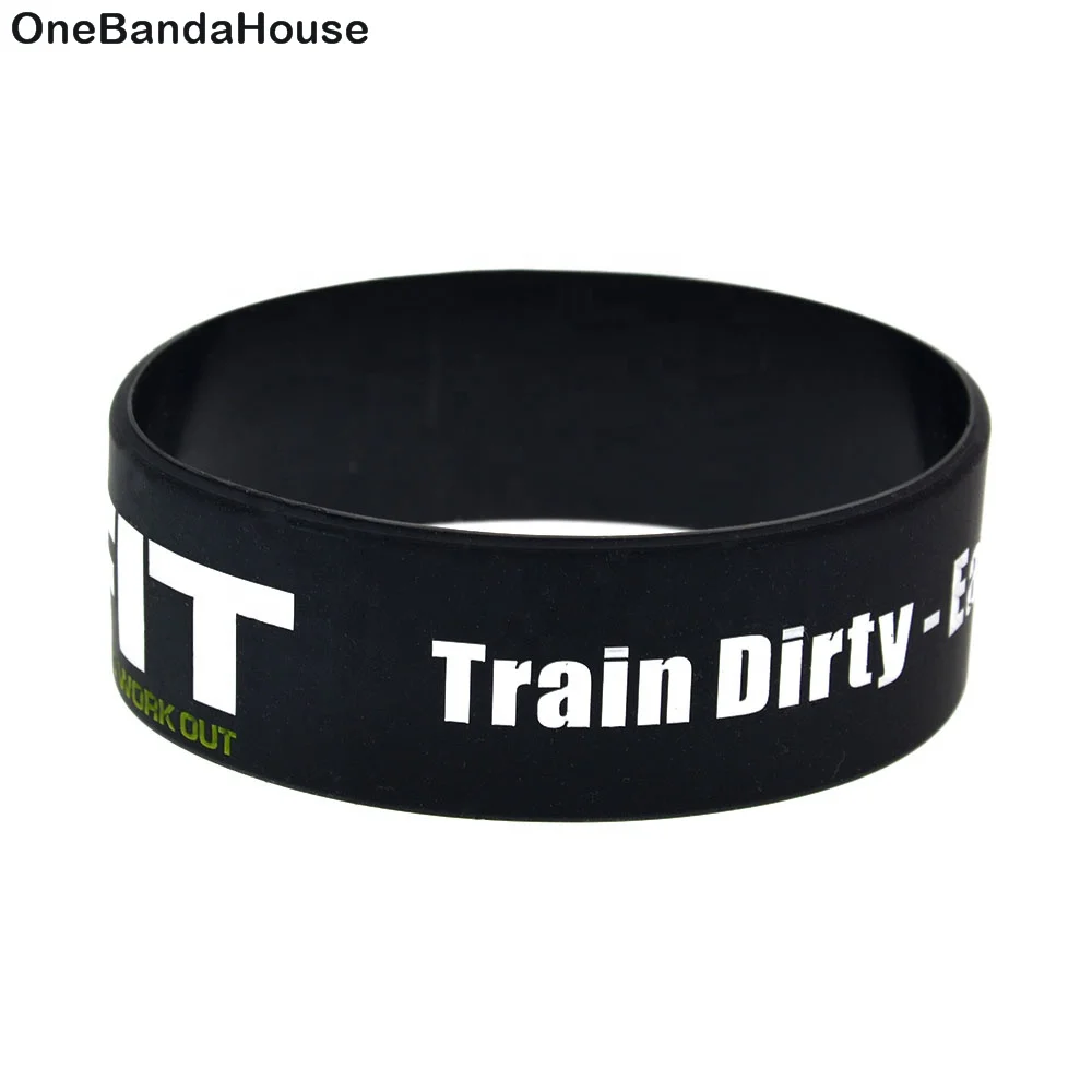 

25PCS 24 HourFit Train Dirty Eat Clean Stay Fit Motivational Bracelet Slogan Silicone Wristband, Black