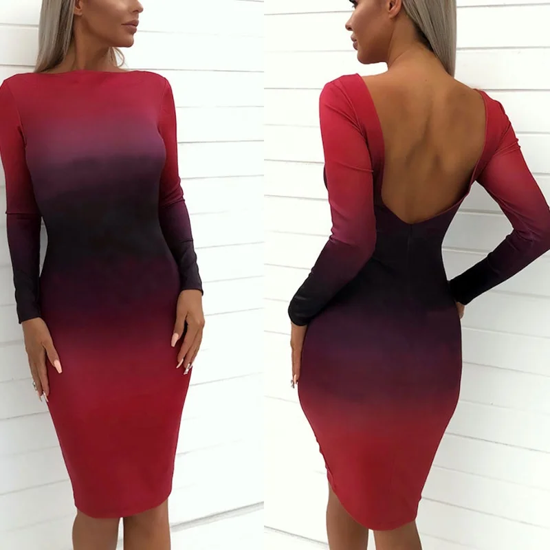 

New European and American fashion women's large size pullover print round neck long sleeve dress, Pink