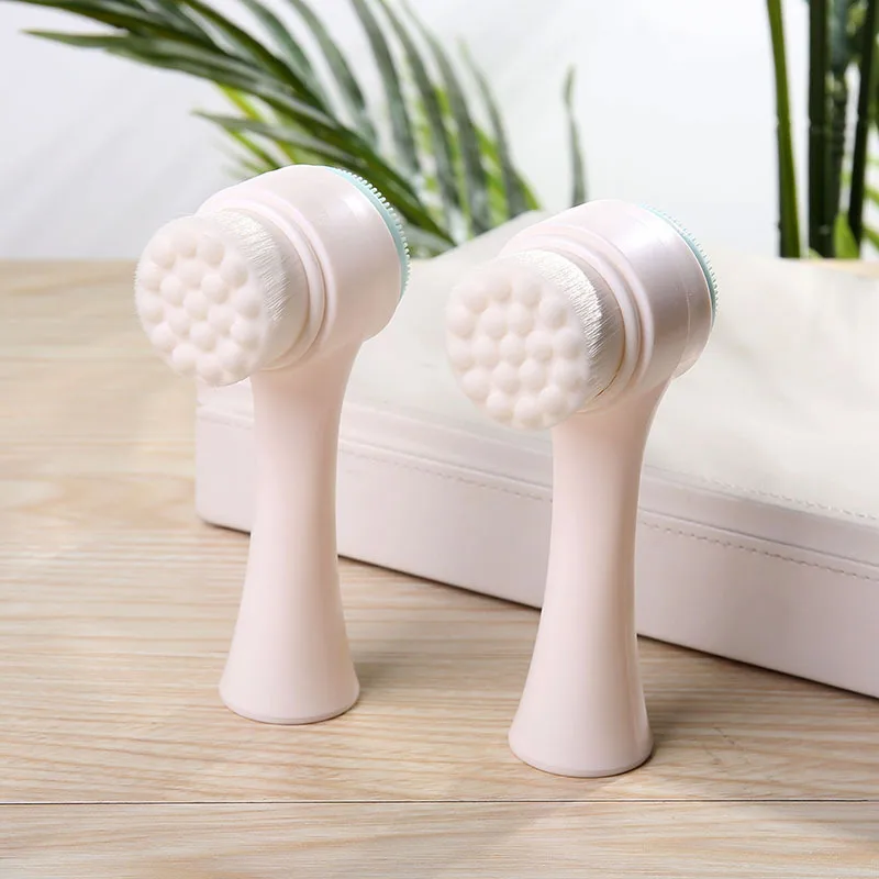 

Double Sided Facial Brush Manual Face Cleansing Brush Superfine Synthetic Hair Brush, Pink