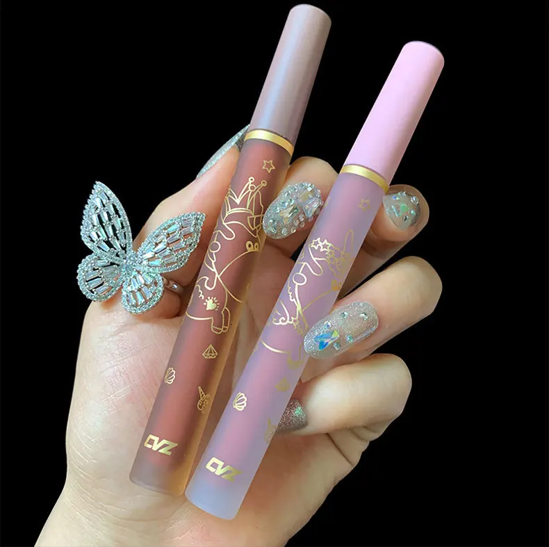 

CVZ 4 Colors Unicorn Lip Glaze Velvet Matte Lips Nature Makeup Whitening Moisturizing Non-Sticky Cup Autumn Winter Lip Gloss