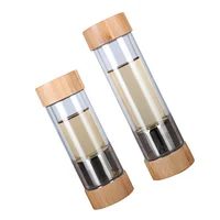 

2019 New Products Custom Logo Bamboo Lid Crystal Double Wall Borosilicate Glass Water Bottle With Filter Tea Infuser