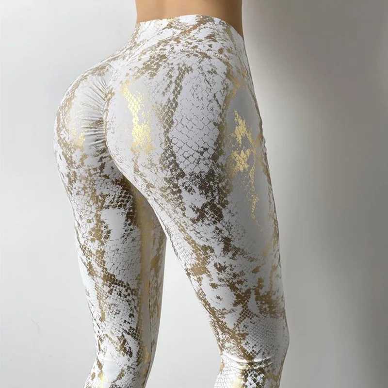 

Popular Ladies High Quality Snakeskin Yoga Pants Comfortable Woman High Waist Buttock Workout Leggings, Picture color, custom made color