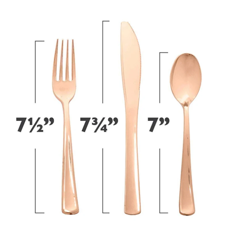 

Wholesale bulk disposable flatware silverware set rose gold glitter plastic fork spoon knife cutlery set combo