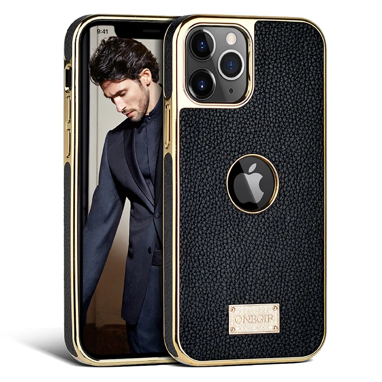

ONEGIF 2021 Leather Textured Gold Plated Protective Phone Case for Samsung s20 fe a12 Protective Phone Case, Black brown red blue