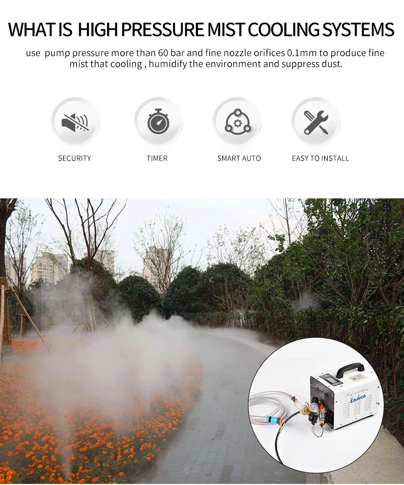 Mist Cooling System High Pressure Mist System 20 Mist Nozzle Fogging