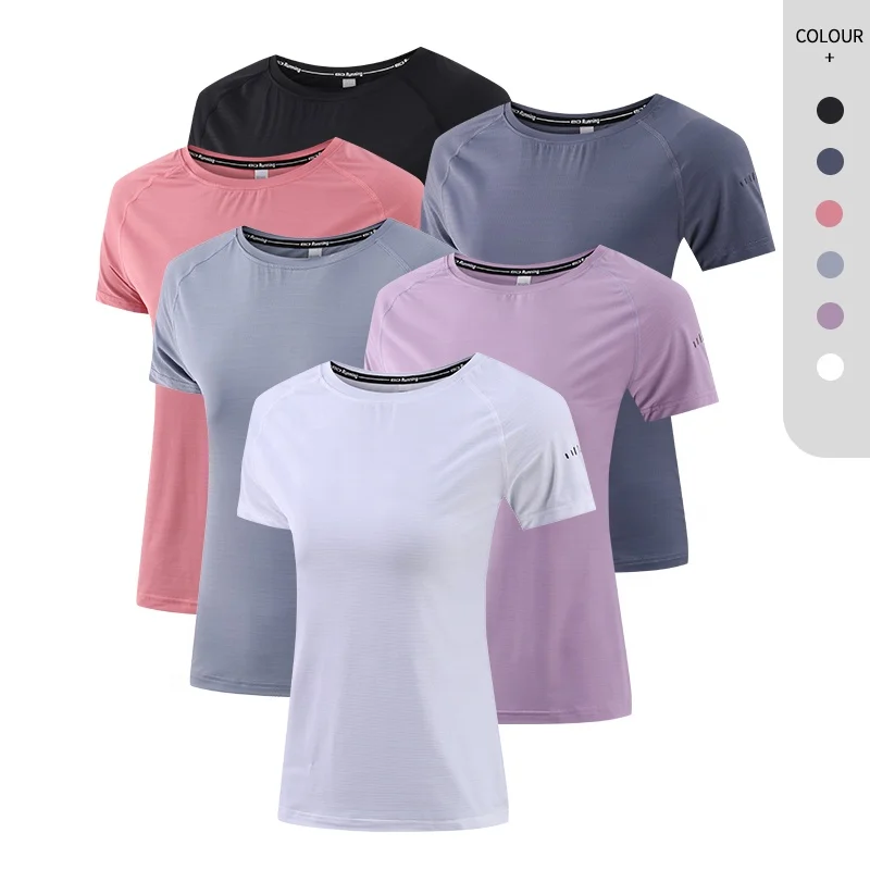 

Female Sportswear Shirts Nylon Quick Dry Casual Fitness Short Sleeve Yoga Tops