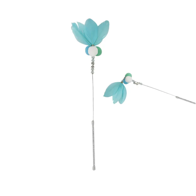 

New wholesale eco friendly interactive Cat Pet Toy Plush Ball Feather Pet Cat Toys Cat Teaser Stick