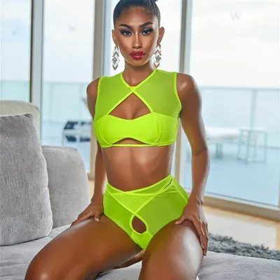 

fashion show girl high waisted set mesh push up wholesale in fortress chicas en transparente high quality swim wear bikini