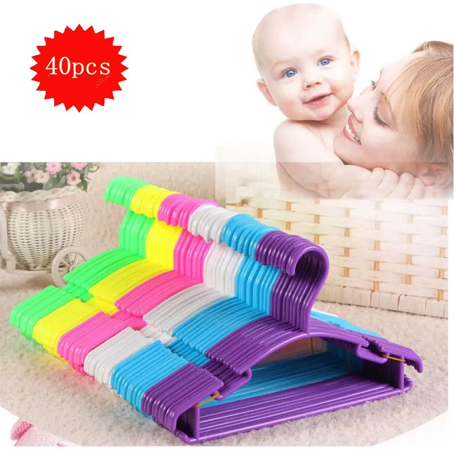 50 pack Kids Hangers Clothes Coat Multi Coloured Children Plastic Child Baby 