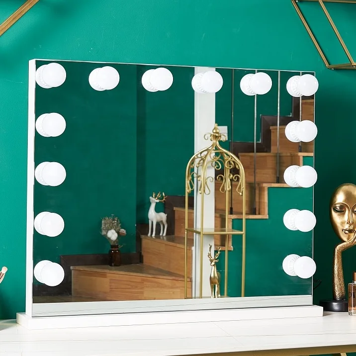 

USB charging 2 in 1 glass mirror plastic led lighting lamp, White