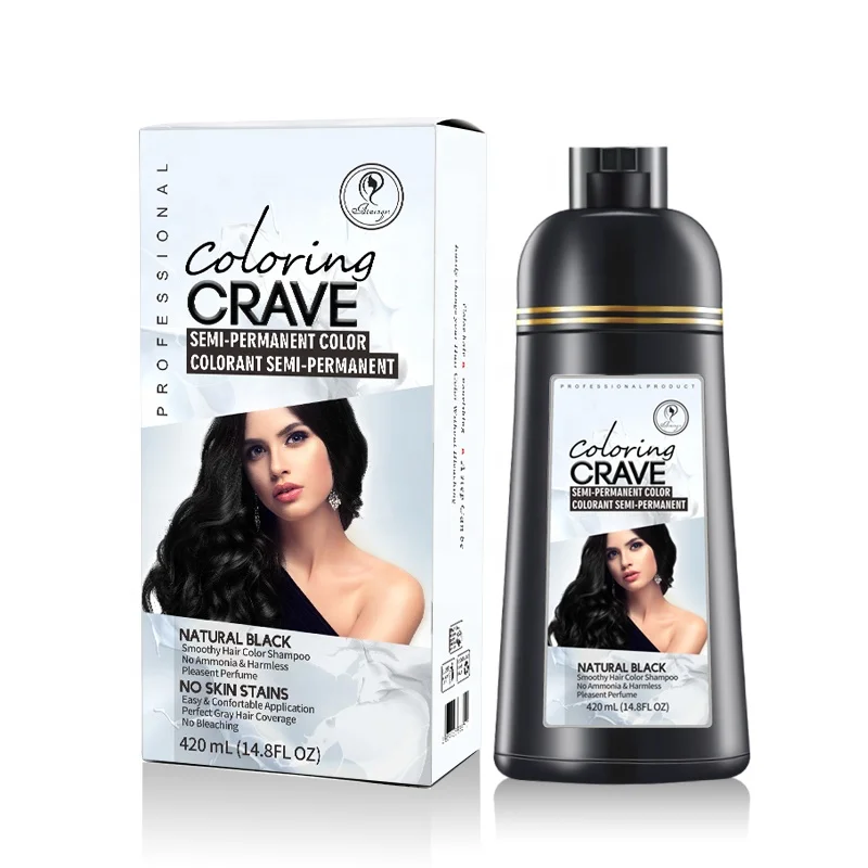 

coloring crave black hair shampoo dye Grey hair cover burgundy one wash black hair dye, Black brown purple color available