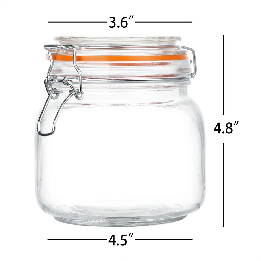 

750ml custom round jam sauce storage canisters glass bottle candy caviar sugar glass jar with airtight flip top