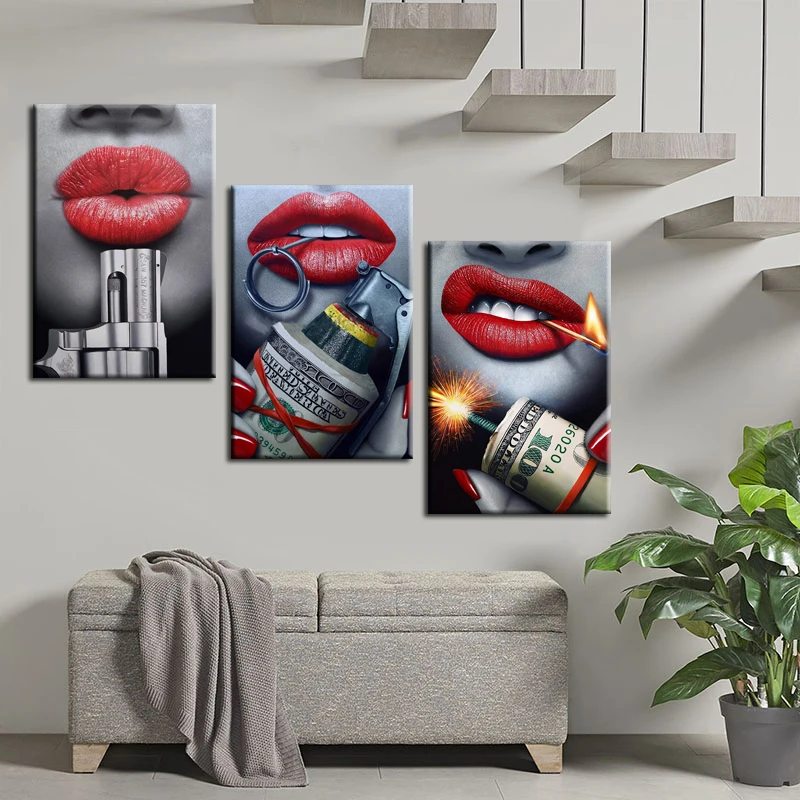 

Unframed Fantasy Oil Painting Sexy Lips Canvas Art Wall Decor Home Decor HD Print Wallpaper Living Room Decor Wall Stickers, Multiple colours